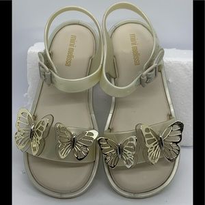 Mini Melissa White & Gold Butterfly Sandals sz 10